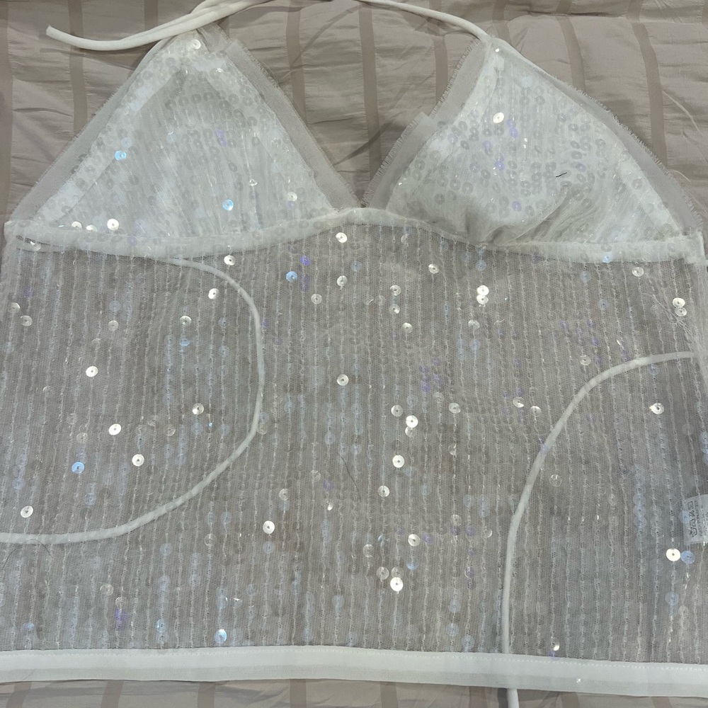 REVOLVE White Sequin Halter Top